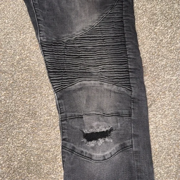Balmain Distressed Black Skinny Jeans for Men